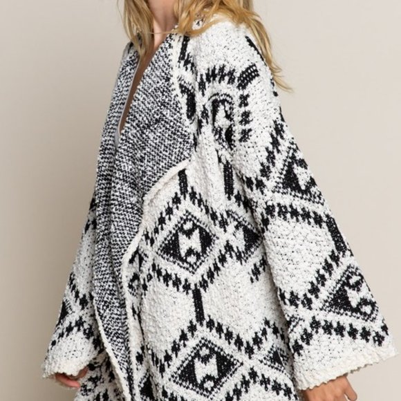 Azeala Waterfall Aztec Popcorn Cardigan Sweater - Picture 6 of 12